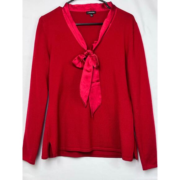 J. Peterman Womens Medium Red Long Sleeve Wool Satin Blend Pullover Sweater - Picture 1 of 7